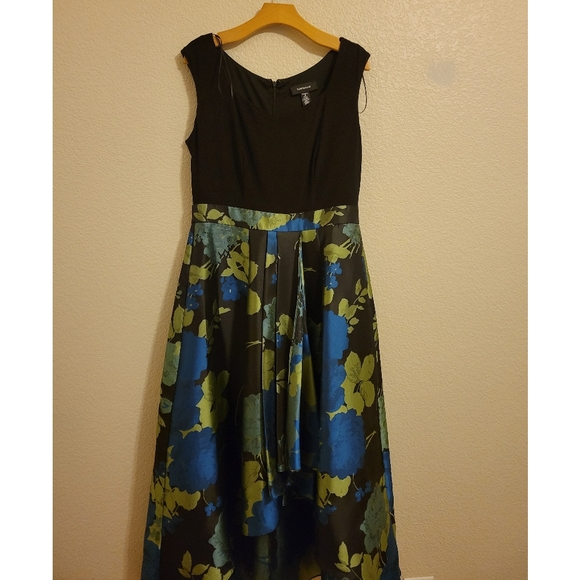Womems R&M Richard's dress high low blue/green/metallic size 8 sleeveless - Picture 8 of 11